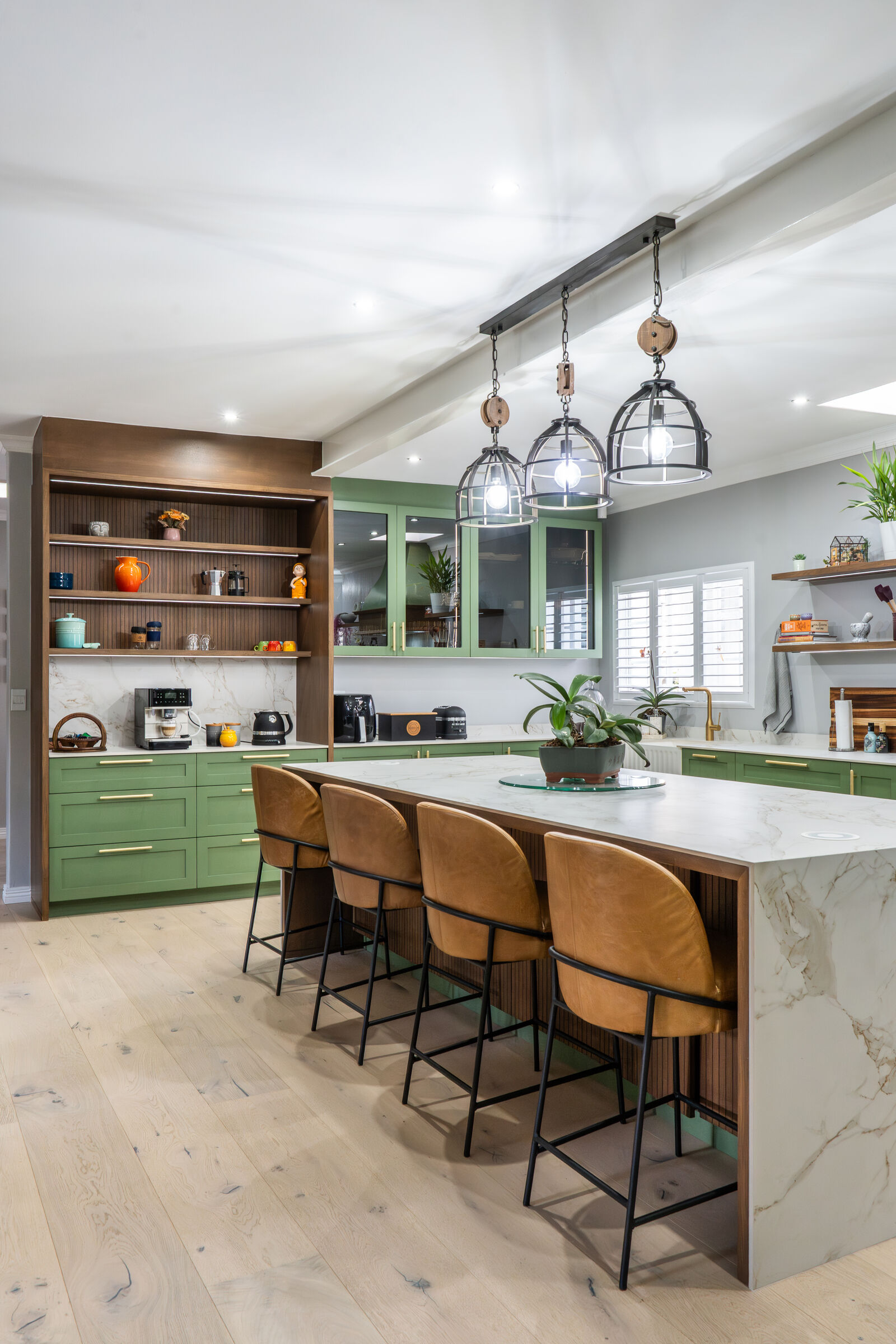 Bryanston Residence — kitchen and dining space, designed, manufactured and installed by The Kitchen Studio.