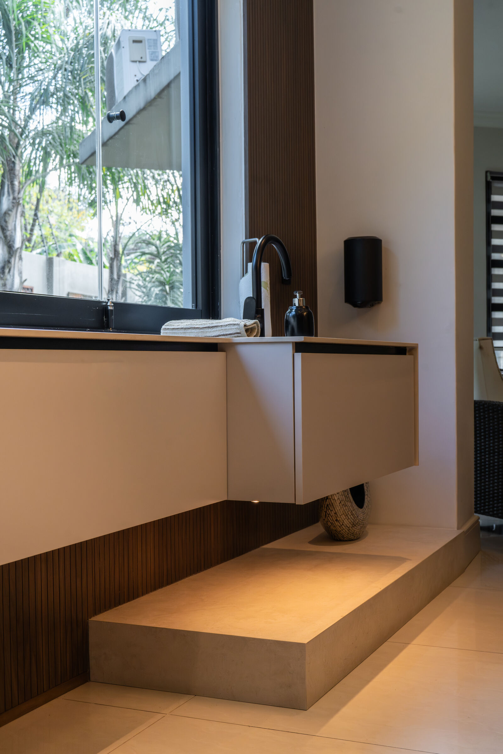 Houghton Residence — kitchen seen from the dining room, designed, manufactured and installed by The Kitchen Studio.
