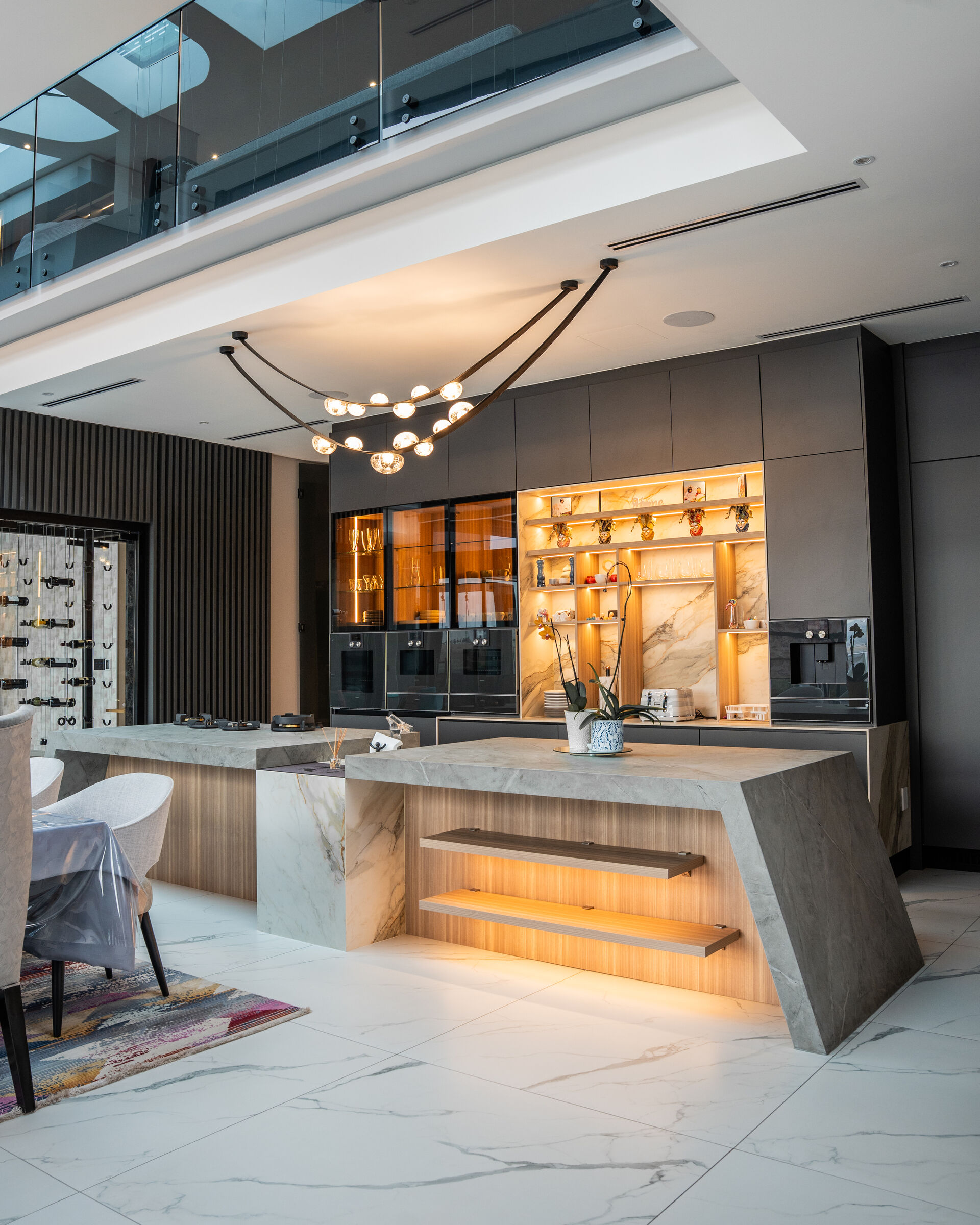 Steyn City Residence — illuminated display joinery, designed, manufactured and installed by The Kitchen Studio.