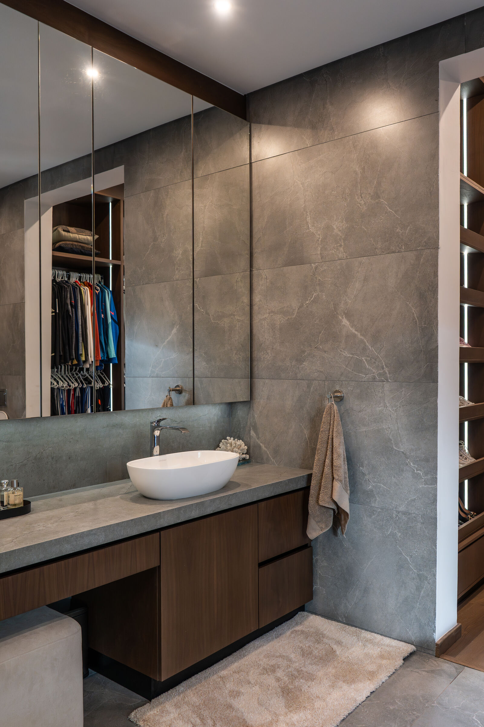 Westcliff Residence — dressing area with vanity, designed, manufactured and installed by The Kitchen Studio.