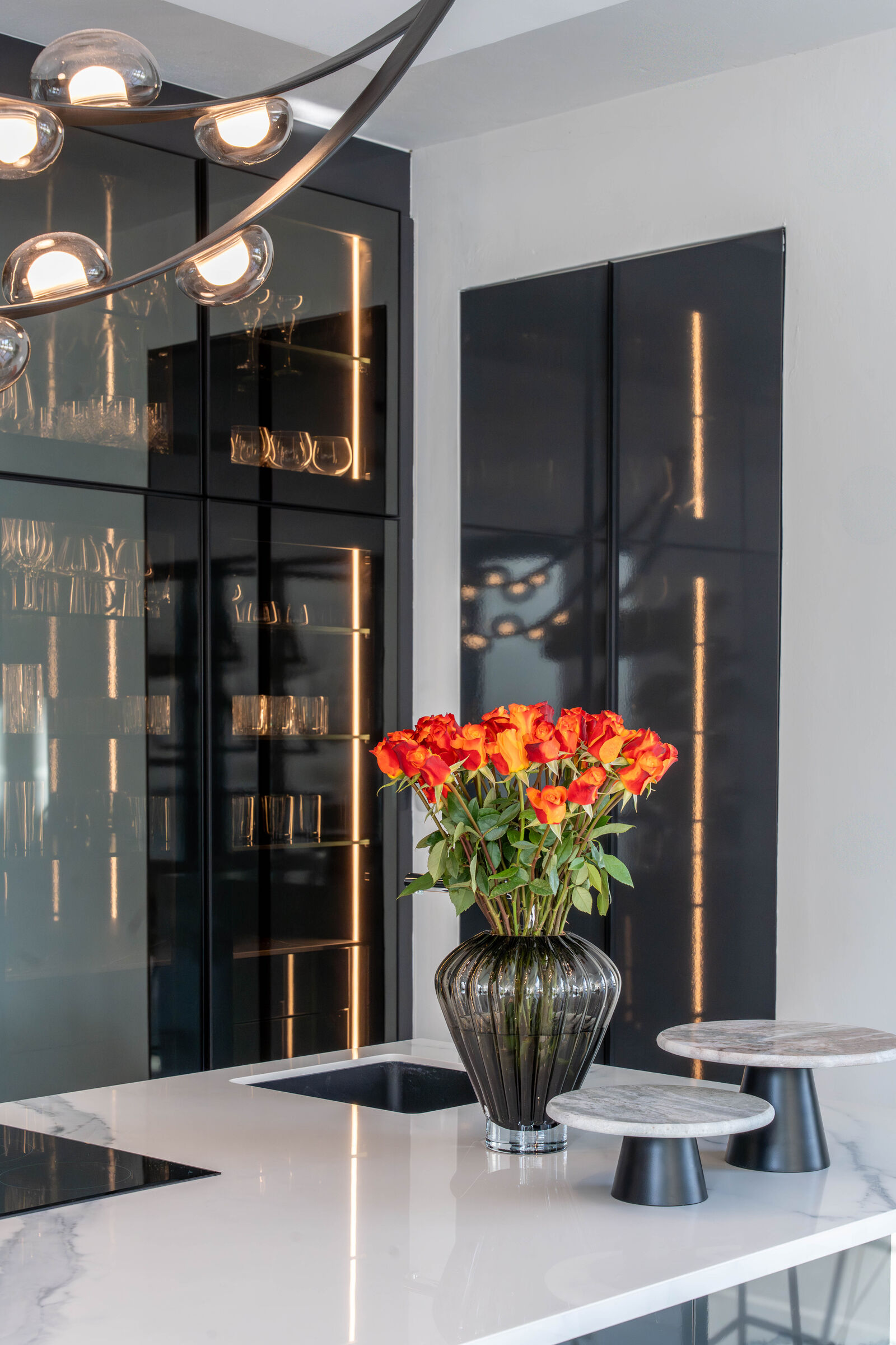Hartbeespoort Residence — kitchen with feature lighting, designed, manufactured and installed by The Kitchen Studio.