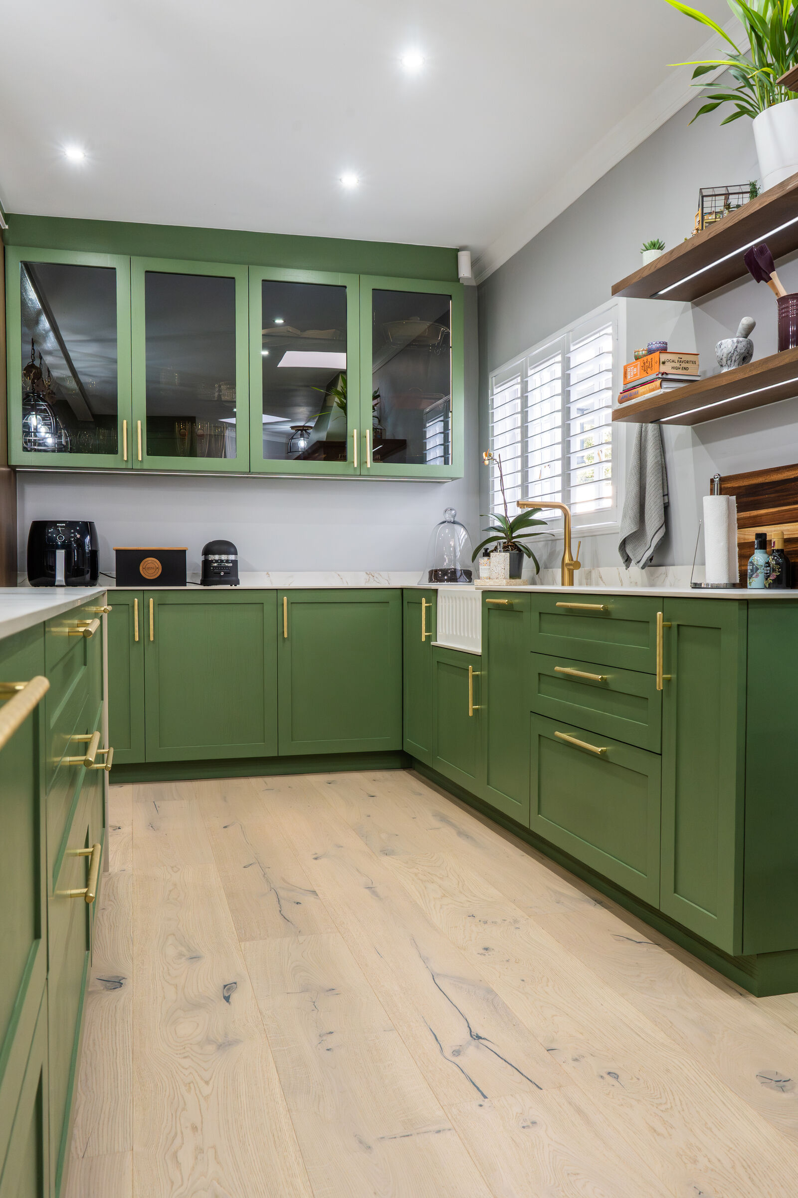 Bryanston Residence — cabinetry along the wall, designed, manufactured and installed by The Kitchen Studio.