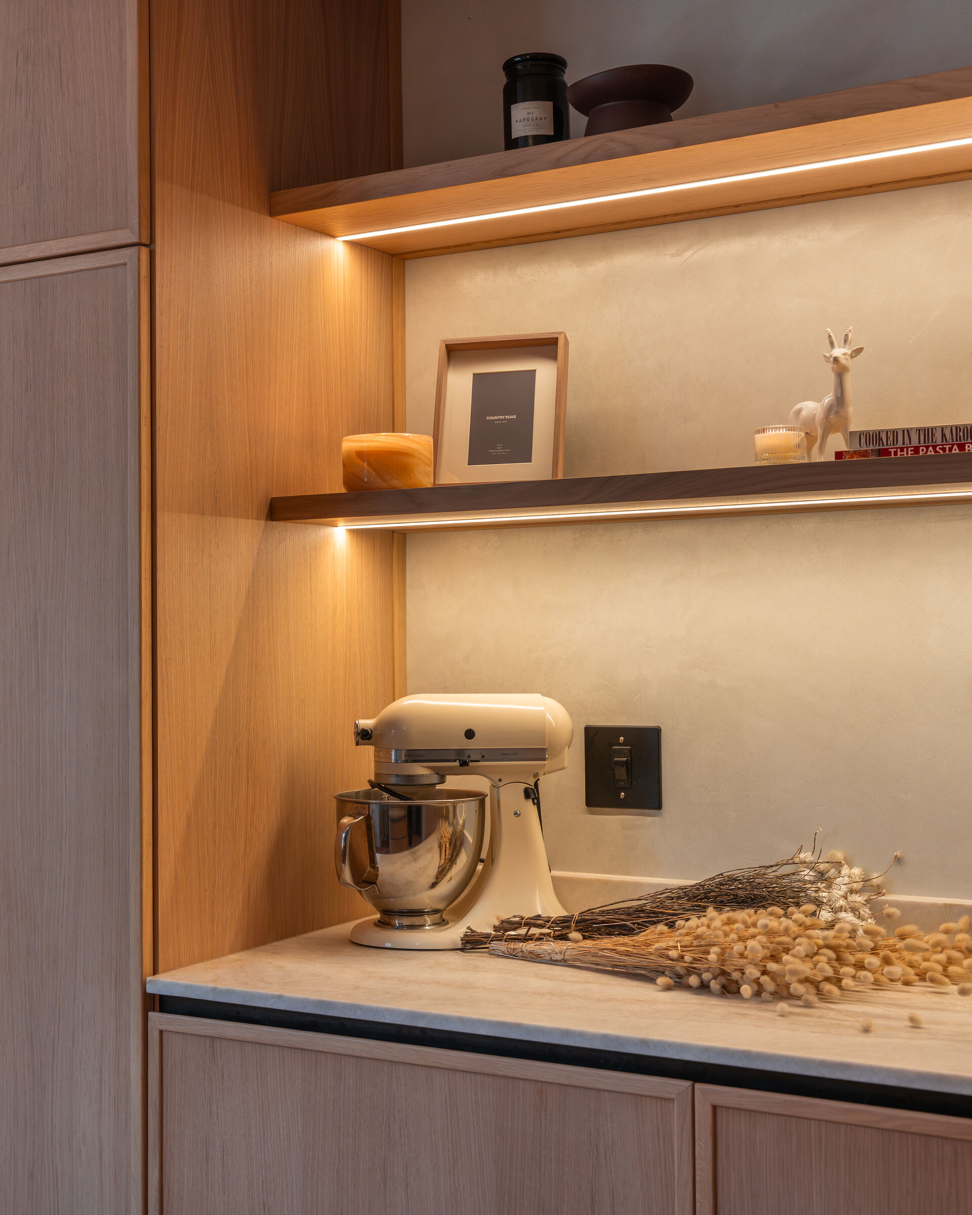 Bedford Park Residence — coffee station and shelving, designed, manufactured and installed by The Kitchen Studio.