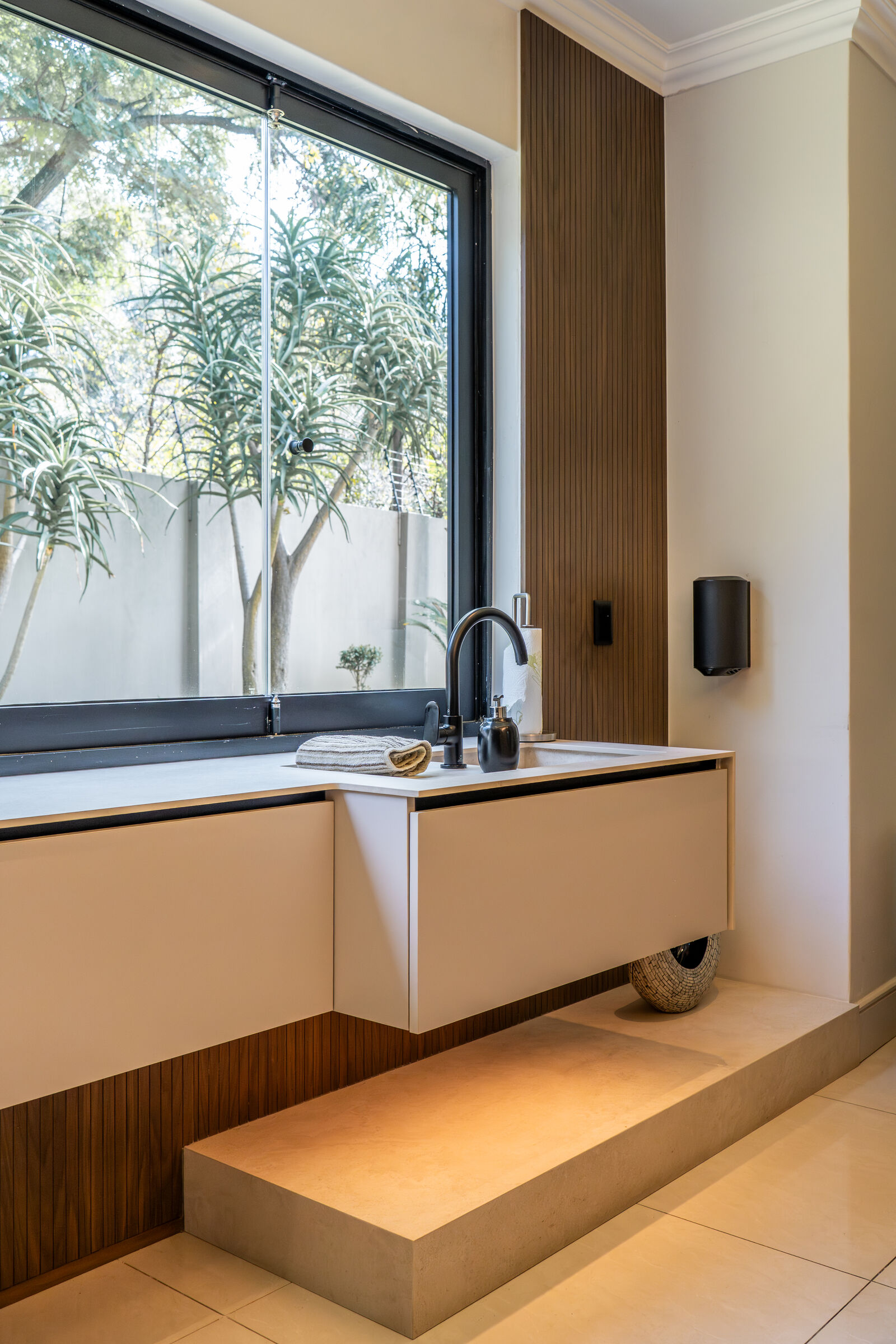 Houghton Residence — kitchen island with garden window, designed, manufactured and installed by The Kitchen Studio.