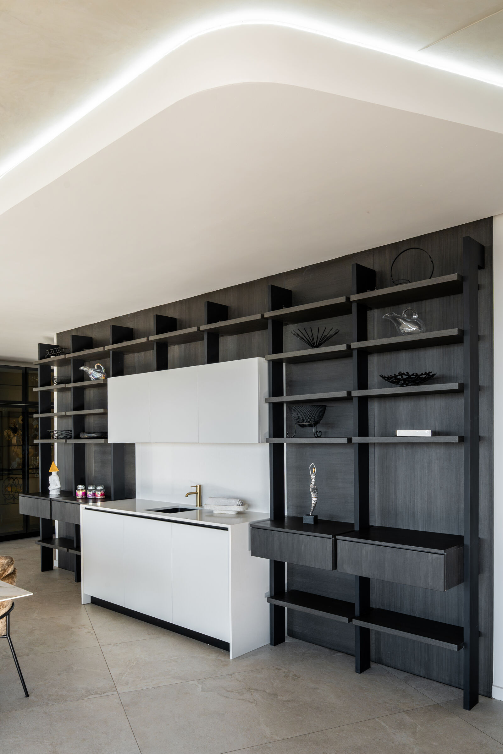 Northcliff Residence — fitted shelving and cabinetry, designed, manufactured and installed by The Kitchen Studio.