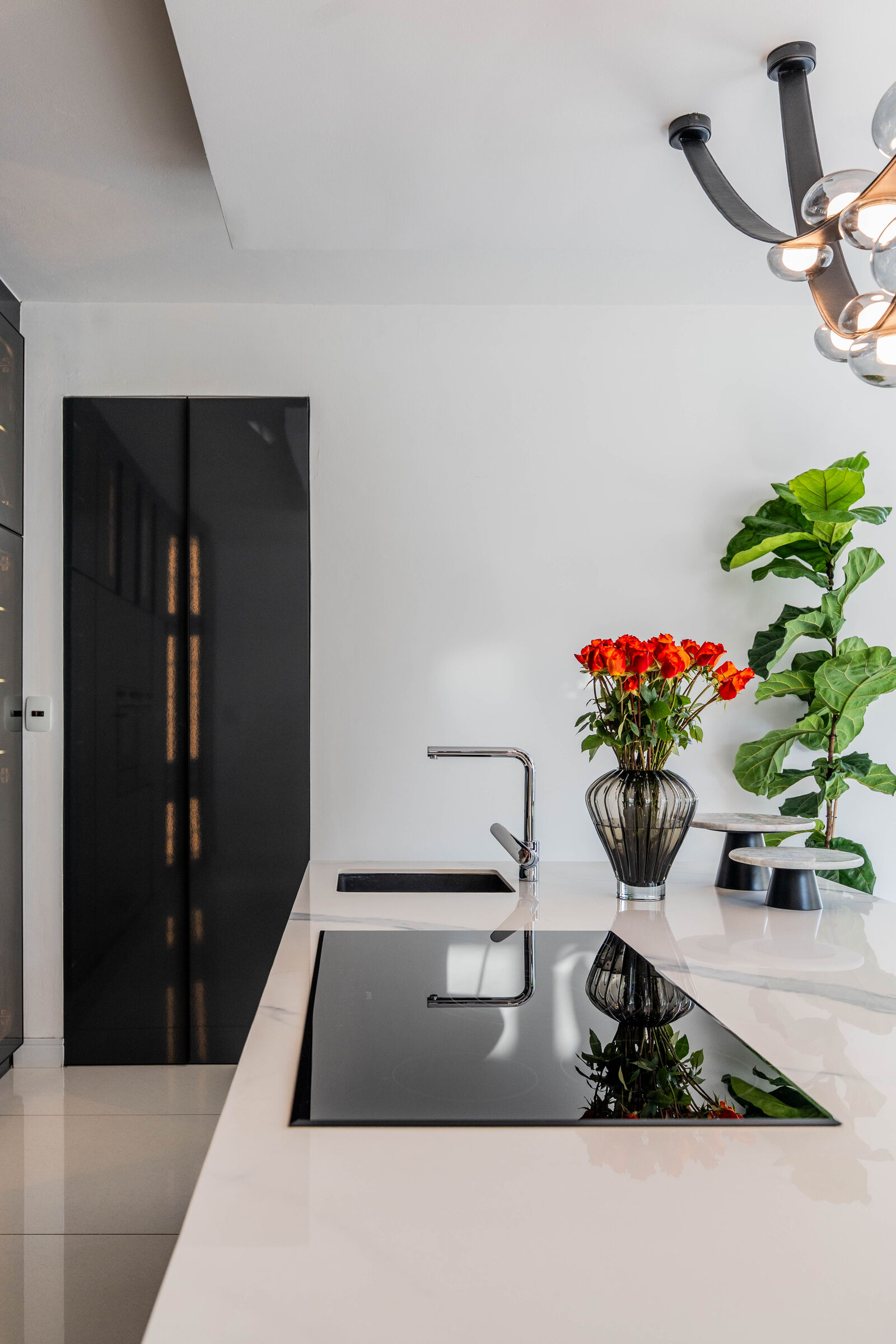 Hartbeespoort Residence — kitchen island with marble top, designed, manufactured and installed by The Kitchen Studio.