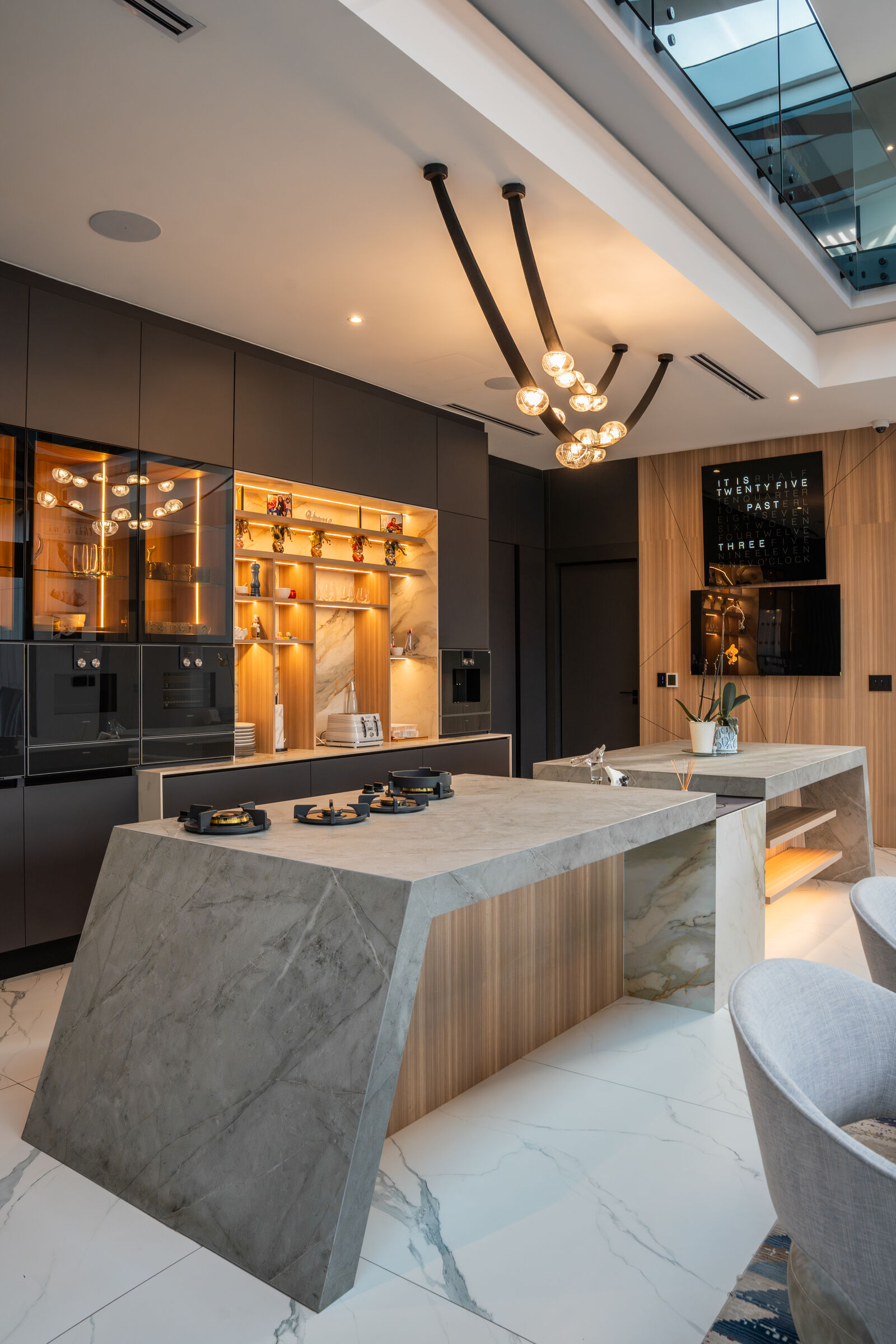 Steyn City Residence — island end detail, designed, manufactured and installed by The Kitchen Studio.