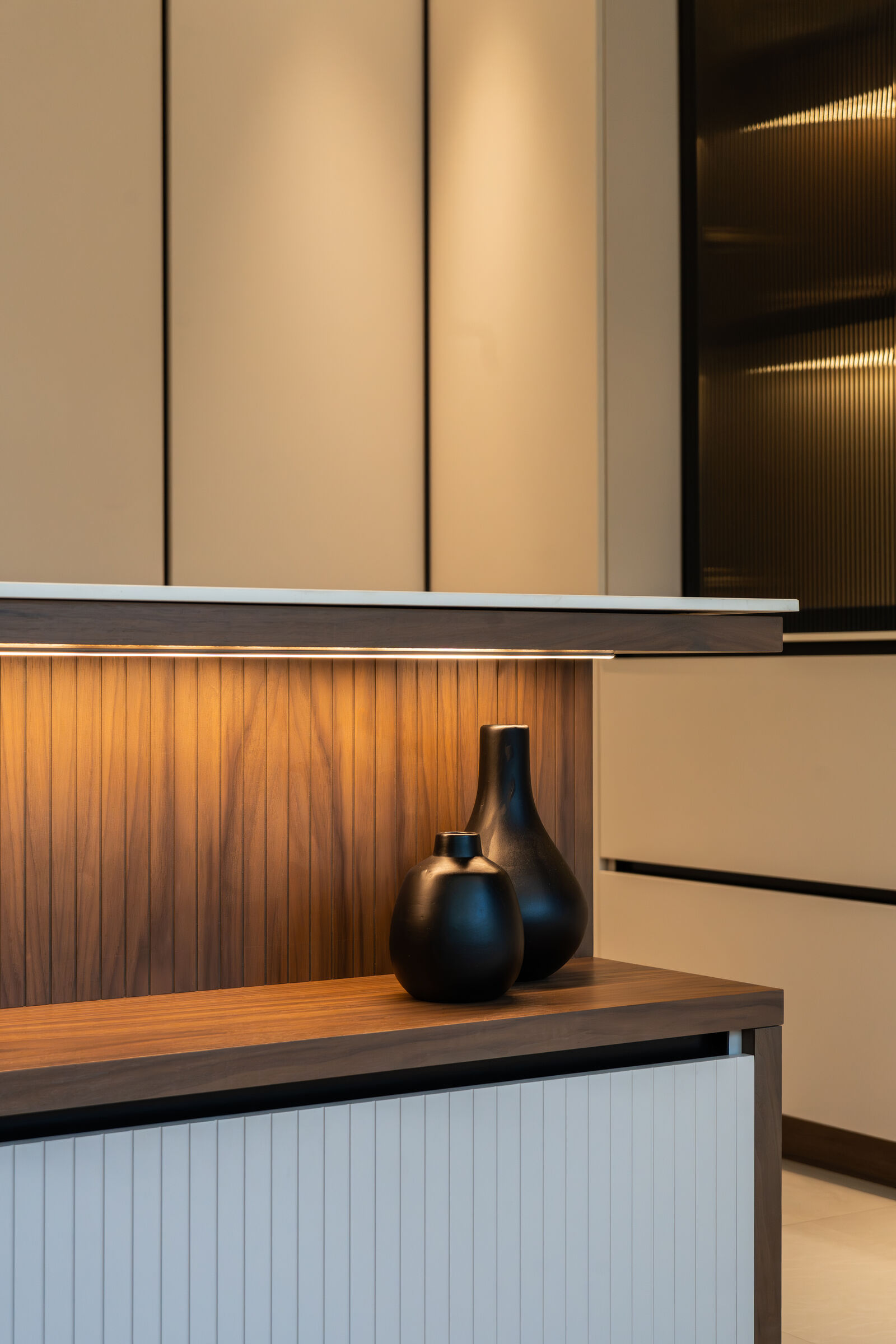 Houghton Residence — island and timber worktop, designed, manufactured and installed by The Kitchen Studio.