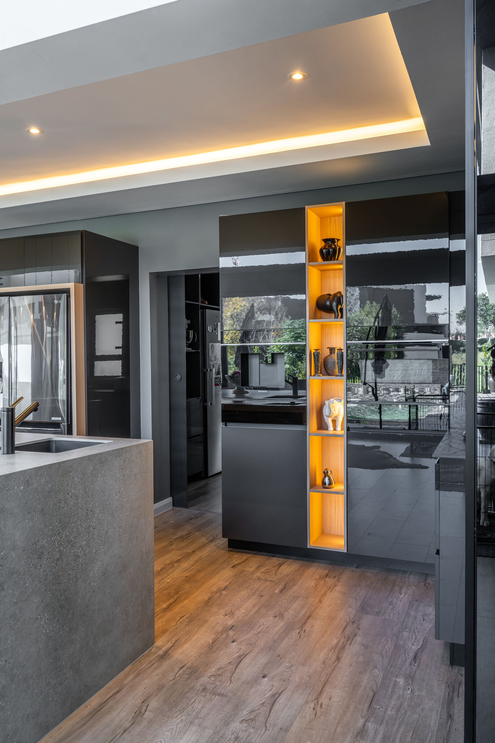 Steyn City Residence II — kitchen with bar seating, designed, manufactured and installed by The Kitchen Studio.