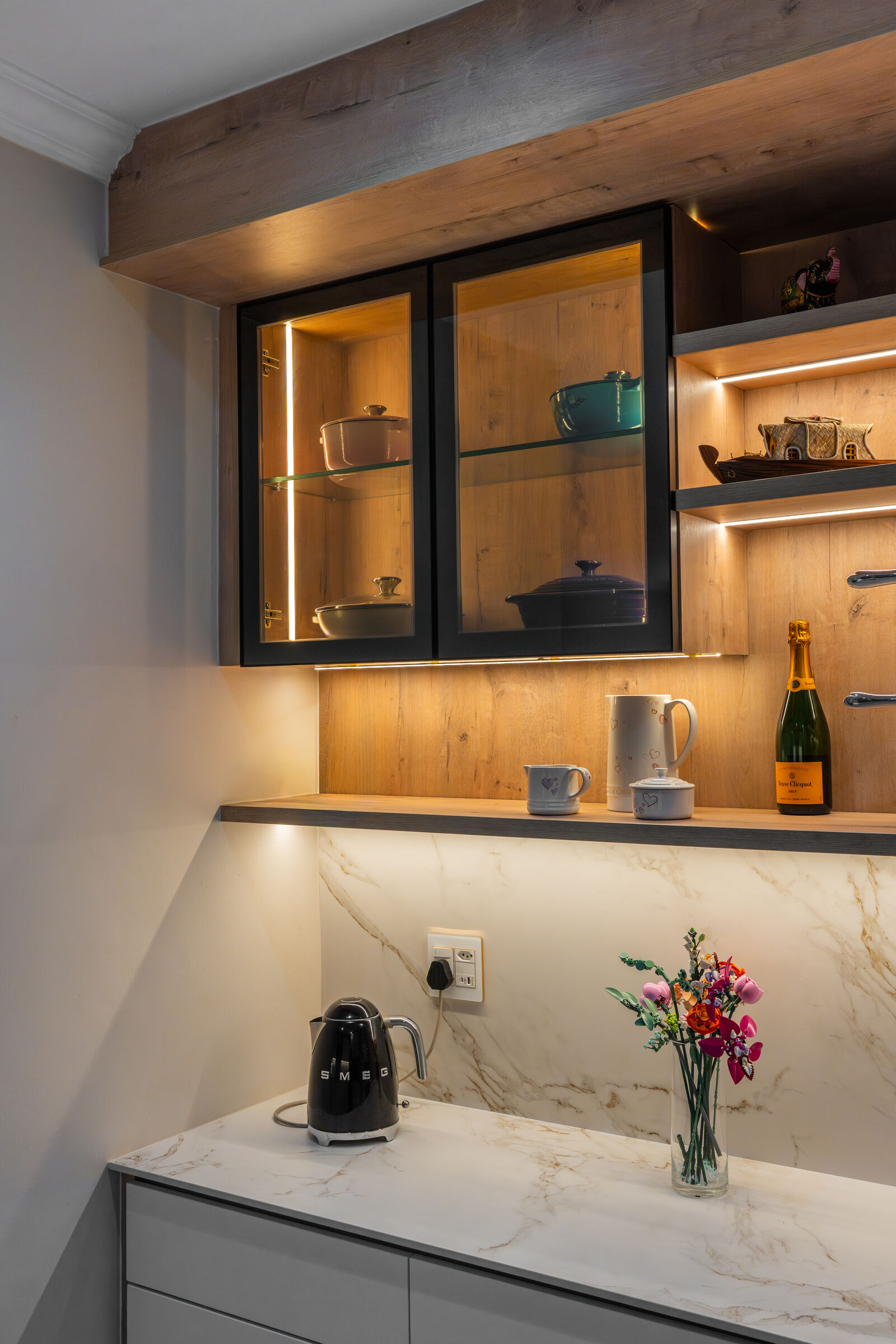 Craigavon Residence — coffee bar detail, designed, manufactured and installed by The Kitchen Studio.