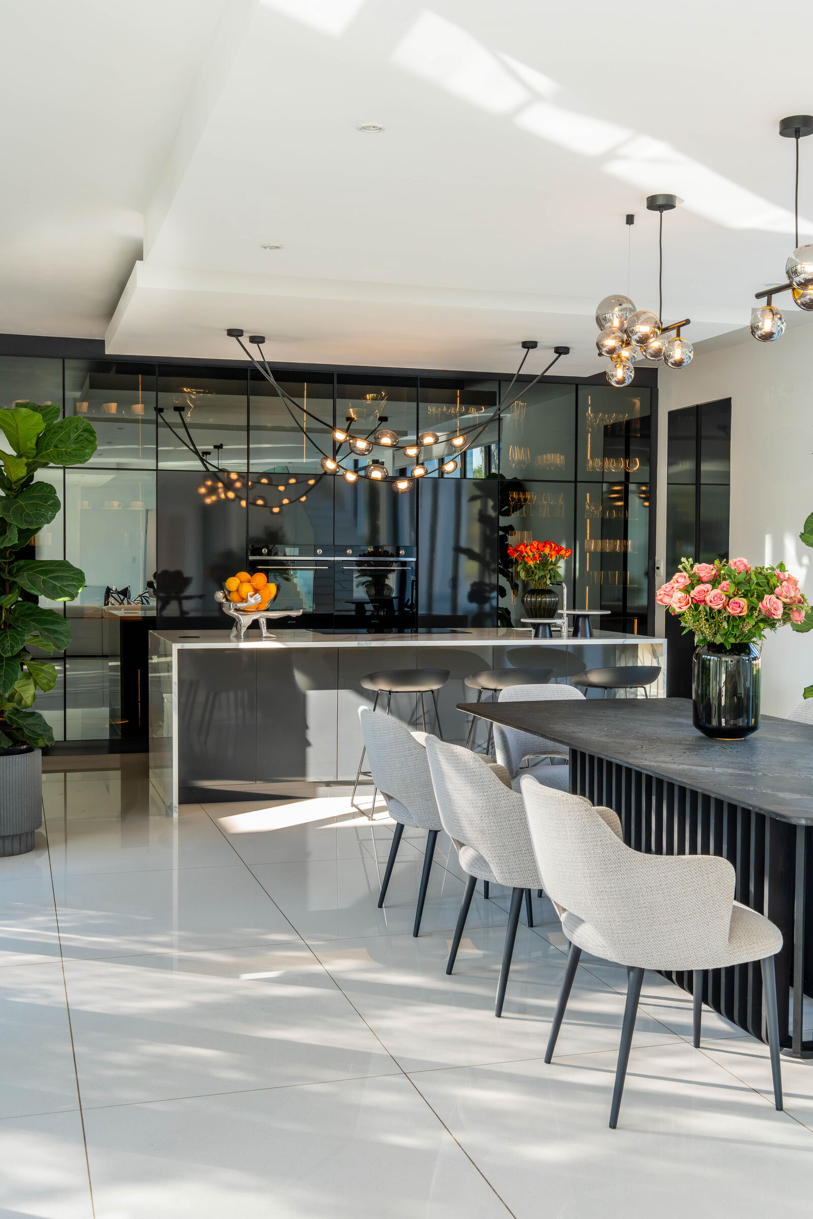 Hartbeespoort Residence — kitchen seen from the dining room, designed, manufactured and installed by The Kitchen Studio.