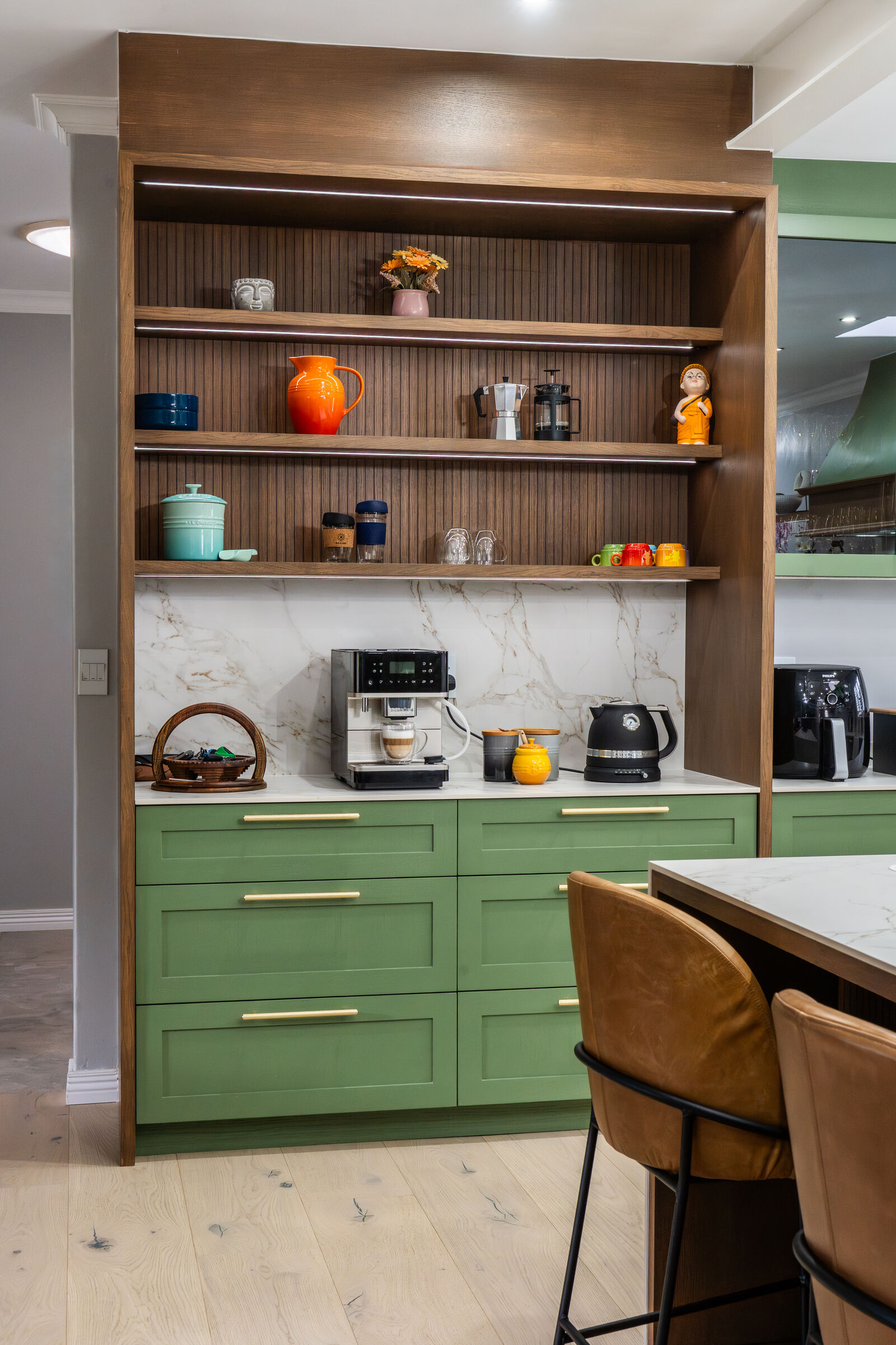 Bryanston Residence — fitted pantry and shelving, designed, manufactured and installed by The Kitchen Studio.